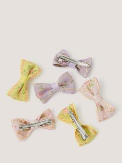 Monsoon Kids' Floral Bow Hair Clip Set, Pack of 6, Multi - view 2, Multi