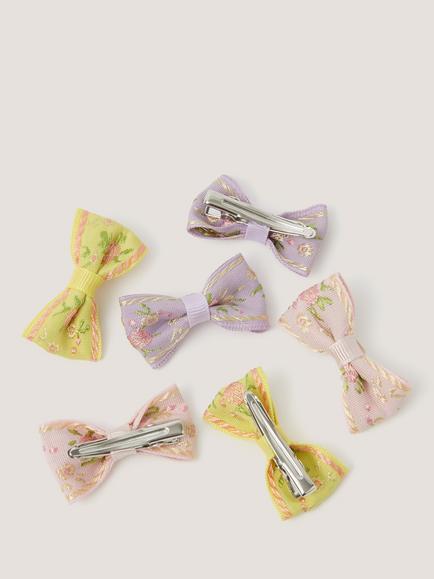 Monsoon Kids' Floral Bow Hair Clip Set, Pack of 6, Multi - view 2, Multi