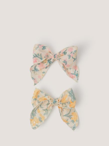 Monsoon Kids' Floral Bow Hair Clips, Pack of 2, Multi, Multi