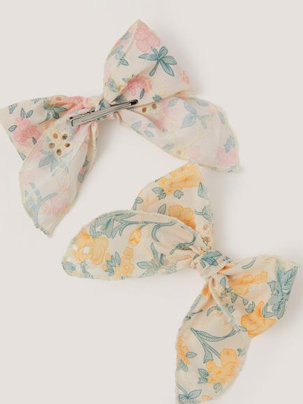 Monsoon Kids' Floral Bow Hair Clips, Pack of 2, Multi - view 2, Multi