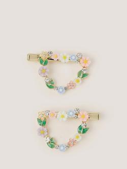 Monsoon Kids' Floral Heart Hair Clips, Pack of 2, Multi, Multi