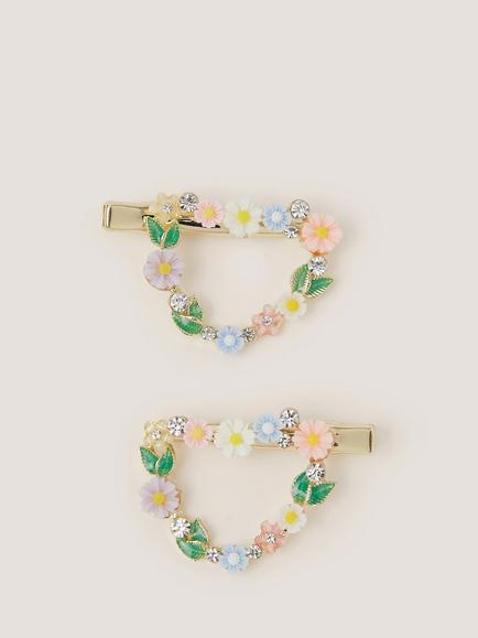 Monsoon Kids' Floral Heart Hair Clips, Pack of 2, Multi, Multi