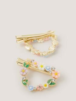 Monsoon Kids' Floral Heart Hair Clips, Pack of 2, Multi - view 2, Multi