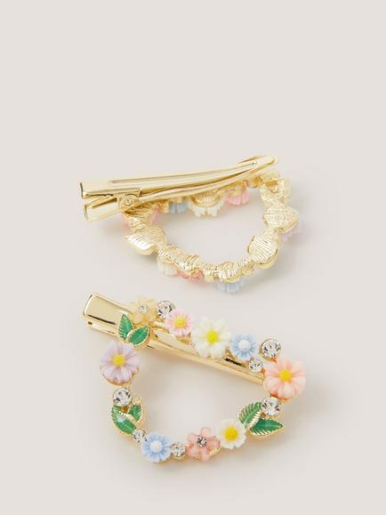 Monsoon Kids' Floral Heart Hair Clips, Pack of 2, Multi - view 2, Multi