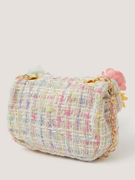 Monsoon Kids' Mini Flower Boucle Bag, Multi - view 2, Multi