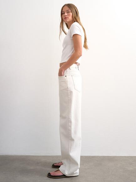 Topshop Cinch Detail Low Rise Baggy Fit Denim Jeans, White - view 2, White