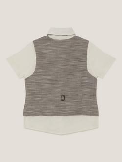 Monsoon Kids' Greyson Waistcoat and Shirt Set, Grey/White - view 2, Grey/White