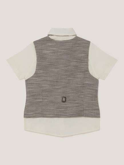 Monsoon Kids' Greyson Waistcoat and Shirt Set, Grey/White - view 2, Grey/White