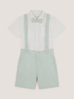 Monsoon Kids' Rowan Occasion Shirt, Bow Tie & Shorts Set, Sage, Sage