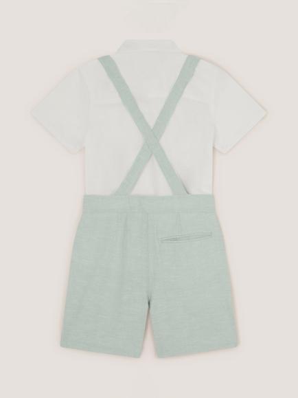 Monsoon Kids' Rowan Occasion Shirt, Bow Tie & Shorts Set, Sage - view 2, Sage