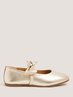 Monsoon Kids' Metallic Leather Ballet Flats, Gold, Gold