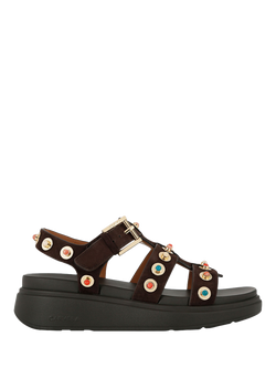 Carvela Amalfi Suede Flatform Embellished Sandals, Brown/Multi