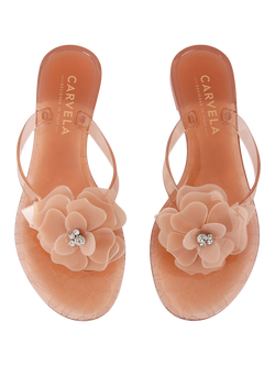Carvela Arena Flower Flip Flops, Beige - view 2, Beige