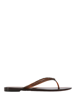 Carvela Arena Jewel Flip Flops, Dark Brown