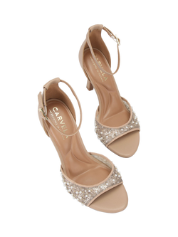 Carvela Corletta Embellished Heeled Sandals, Blush - view 2, Blush