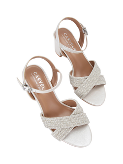 Carvela Divine Block Heel Embellished Sandals, White - view 2, White