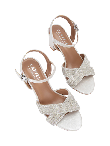Carvela Divine Block Heel Embellished Sandals, White - view 2, White