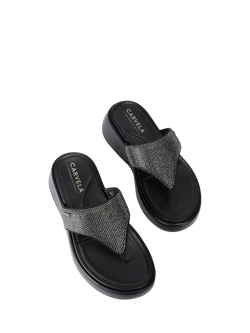 Carvela Dorata Embellished Flip Flops, Black - view 2, Black