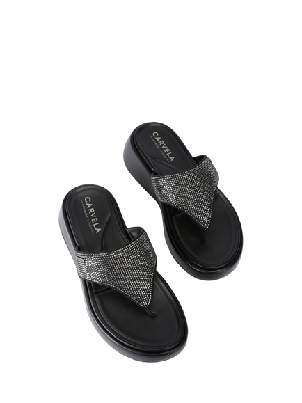Carvela Dorata Embellished Flip Flops, Black - view 2, Black