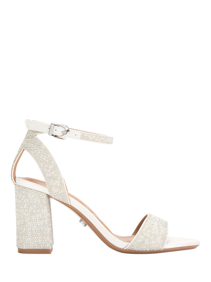 Carvela Kianni Embellished Block Heel Sandals, White, White