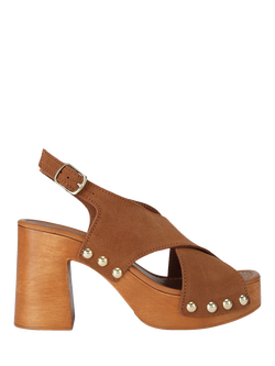 Carvela Lava Suede Block Heel Sandals, Tan, Tan