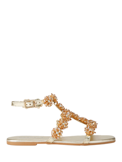 Carvela Organza Leather Embellished Strappy Sandals, Gold, Gold