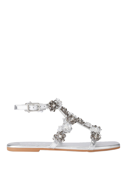 Carvela Organza Leather Embellished Strappy Sandals, Silver,, Silver