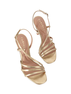 Carvela Paparazza Stiletto Heel Strappy Sandals, Gold - view 2, Gold