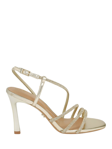 Carvela Paparazza Wide Fit Jewel Embellished Stiletto Heel Strappy Sandals, Gold