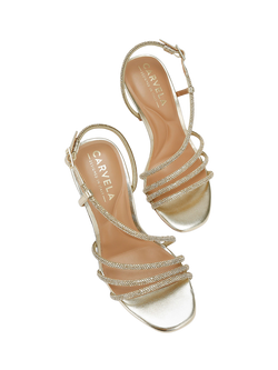 Carvela Paparazza Wide Fit Jewel Embellished Stiletto Heel Strappy Sandals - view 2, Gold