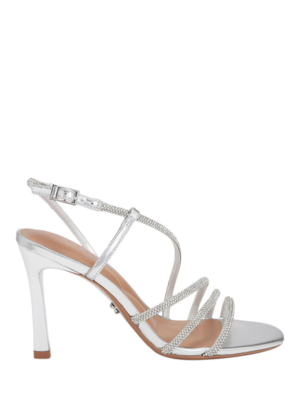 Carvela Paparazza Wide Fit Jewel Embellished Stiletto Heel Strappy Sandals, Silver
