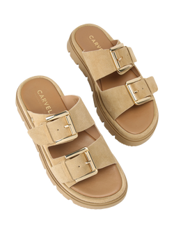 Carvela Pavilion Suede Double Strap Sandals, Natural Taupe - view 2, Natural Taupe