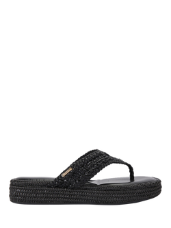 Carvela Portofino Woven T-Bar Sandals, Black, Black