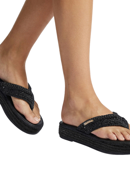 Carvela Portofino Woven T-Bar Sandals, Black - view 2, Black