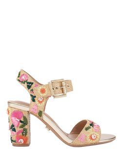 Carvela Sadie Embroidery Block Heel Open Toe Sandals, Multi, Multi