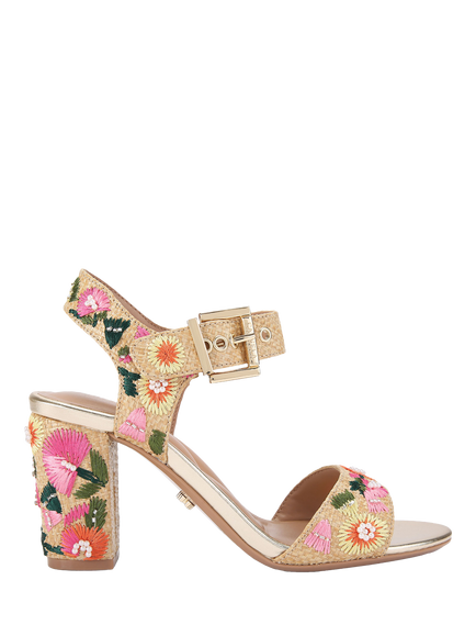Carvela Sadie Embroidery Block Heel Open Toe Sandals, Multi, Multi
