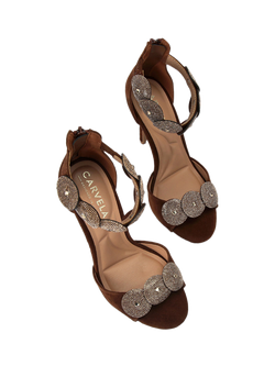 Carvela Serafina Embellished Heeled Sandals, Brown - view 2, Brown