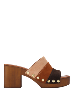 Carvela Settanta Suede Block Heel Mule Sandals, Brown, Brown