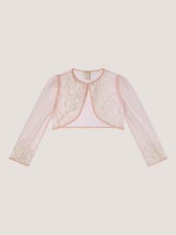 Monsoon Kids' Felicity Embroidered Mesh Cardigan, Pink, Pink