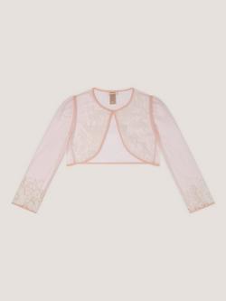 Monsoon Kids' Felicity Embroidered Mesh Cardigan, Pink - view 2, Pink