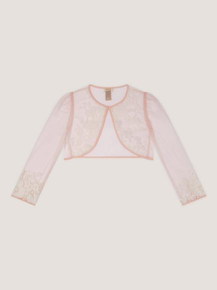Monsoon Kids' Felicity Embroidered Mesh Cardigan, Pink - view 2, Pink
