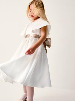 Monsoon Kids' Angelica Flutter Sleeve Midi Dress, White, White