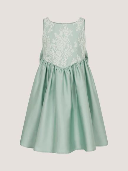 Monsoon Kids' Juno Lace Bodice Party Dress, Sage, Sage