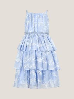 Monsoon Kids' Lily Tiered Dress, Blue - view 2, Blue