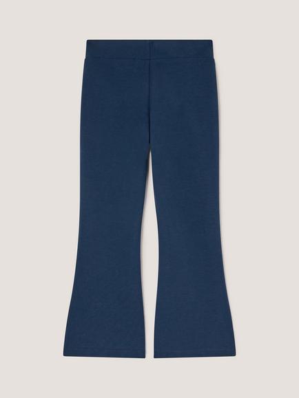 Monsoon Kids' Sequin Bow Flared Leggings, Navy - view 2, Navy