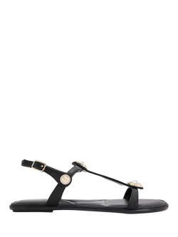 Carvela Amalia Leather Embellished Slingback Footbed Sandals, Black