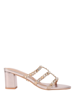 Carvela Confetti Block Heel Embellished Sandals, Gold/Multi, Gold/Multi