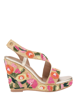Carvela Gala Wedge Embroidered Wedge Heel Espadrilles, Multi, Multi