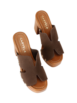 Carvela Lava Suede Mule Sandals, Brown - view 2, Brown