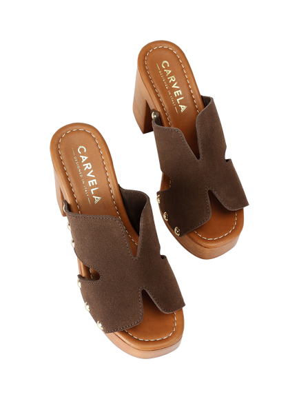 Carvela Lava Suede Mule Sandals, Brown - view 2, Brown
